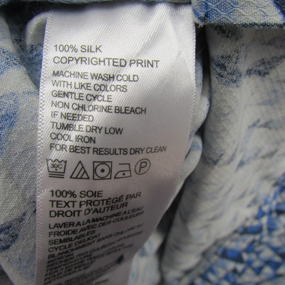 Tommy Bahama Shirt Mens Large Blue Geometric Short Sleeve‎ Silk Button Front